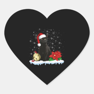 Zwarte kat met een kerstmuts kerstkat kostuum hart sticker
