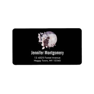 Zwarte Kat met een Magische Volledige maan Etiket