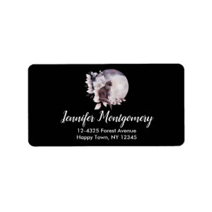 Zwarte Kat met een Magische Volledige maan Etiket