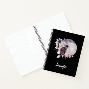 Zwarte Kat met een Magische Volledige maan Notitieboek