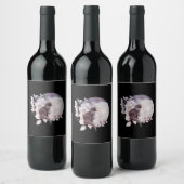 Zwarte Kat met een Magische Volledige maan Wijn Etiket (Flessen)