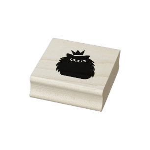 Zwarte kat met een prinsessenkroon rubberstempel