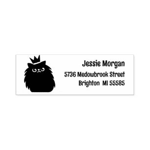 Zwarte kat met een prinsessenkroon zelfinktende stempel