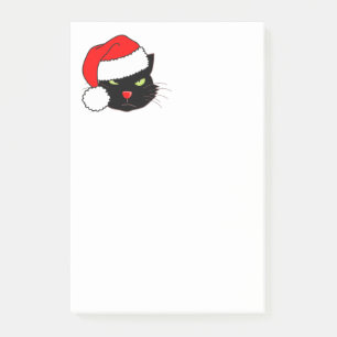 Zwarte kat met een Santa Hat Post-it® Notes