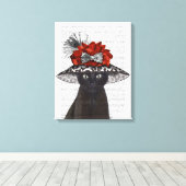 Zwarte kat met Fabulair Pet 2 Canvas Afdruk (Insitu (Houten vloer))