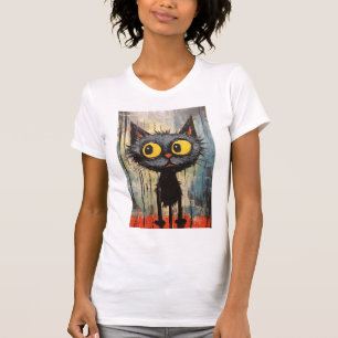 Zwarte kat met gele ogen t-shirt