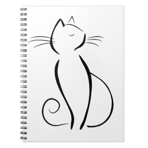 Zwarte kat met getekende lijnen notitieboek