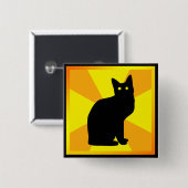 Zwarte kat met gloeiende ogen - vierkante button 5,1 cm (Voorkant /achterkant)