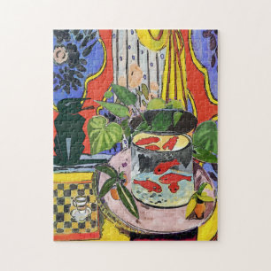 Zwarte kat met gouden vis legpuzzel