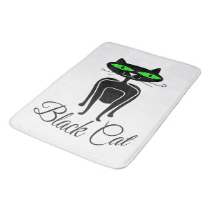 Zwarte kat met groene ogen badmat
