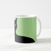 Zwarte kat met groene ogen koffiemok (Voorkant rechts)