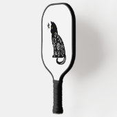 Zwarte kat met groene ogen pickleball paddle (Links)