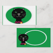 Zwarte kat met groene ogen visitekaartje (Voorkant / Achterkant)
