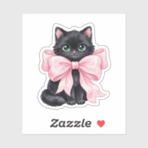 Zwarte Kat Met Grote Roze Lint Boog Halloween