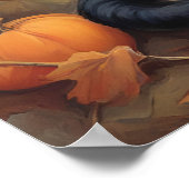 Zwarte kat met Halloween pompoen Poster (Hoek)