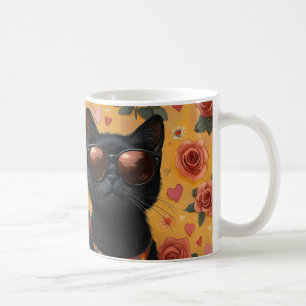 Zwarte Kat Met Hartrozen Valentijnsdag  Koffiemok