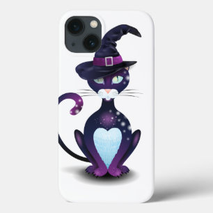 Zwarte kat met het pet van de heks iPhone 13 hoesje