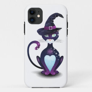 Zwarte kat met het pet van de heks iPhone 11 hoesje