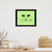 zwarte kat met hoge oogboldruk poster (Keuken)
