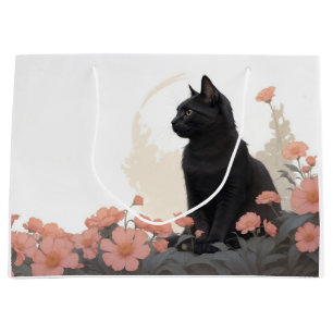 Zwarte kat met jouw tekst of zonder tekst groot cadeauzakje
