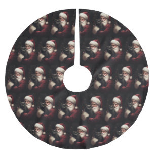 Zwarte Kat Met Kerstman Festive Kerstmis Kerstboom Rok