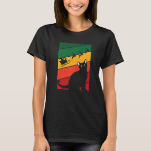 Zwarte kat met kerstmis Pajama, kruisrendiertje X T-shirt