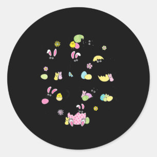 Zwarte Kat Met Konijn Eieren Gelukkige Pasen Dag M Ronde Sticker