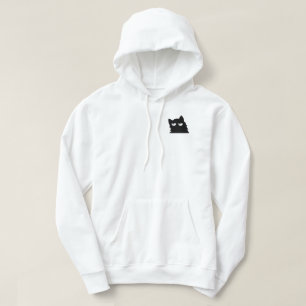 Zwarte kat met oordelende blik Funny Minimalistisc Hoodie