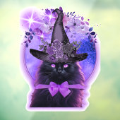 Zwarte kat met paarse aura raamsticker (Vel 3)