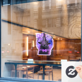 Zwarte kat met paarse aura raamsticker