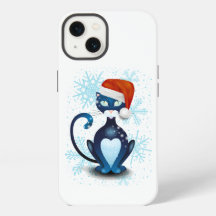 Zwarte kat met Pet van Santa