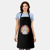 Zwarte kat met psychedelische bloem Oversized T-Sh Schort (Gedragen)