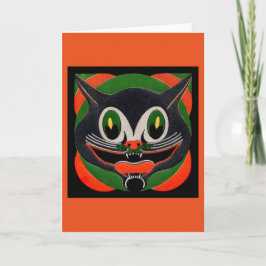 Zwarte Kat met Reusachtige Glimlach Kaart