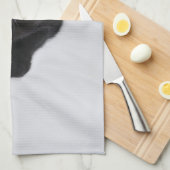 Zwarte kat met rode kersthat theedoek (Quarter Fold)