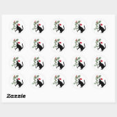 Zwarte kat met rode vogel in kerstboom Stickers (Vel)