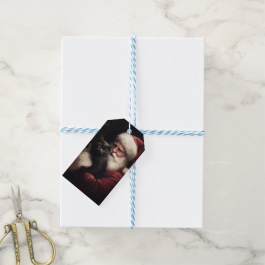 Zwarte kat met sinterklaas feestelijke kerst cadeaulabel (Met Touw)