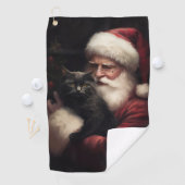 Zwarte kat met sinterklaas feestelijke kerst golfhanddoek (Insitu)