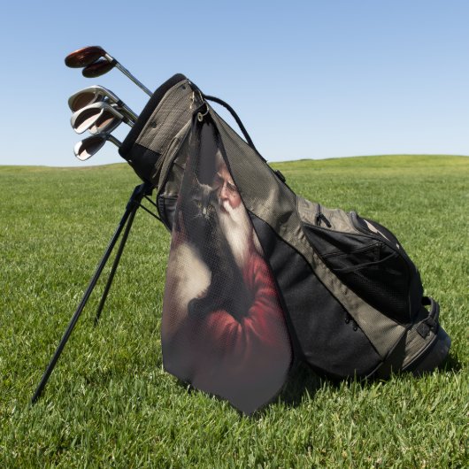 Zwarte kat met sinterklaas feestelijke kerst golfhanddoek (Groen)