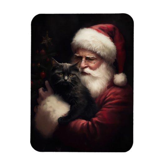 Zwarte kat met sinterklaas feestelijke kerst magneet (Verticaal)