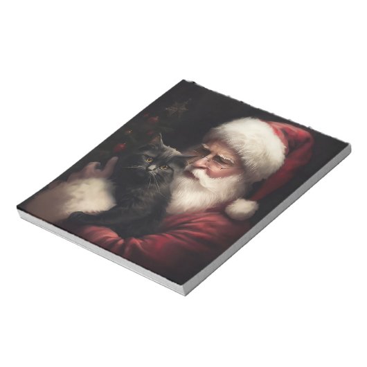 Zwarte kat met sinterklaas feestelijke kerst notitieblok (Gedraaid)