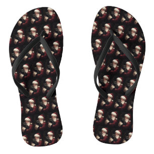 Zwarte kat met sinterklaas feestelijke kerst teenslippers