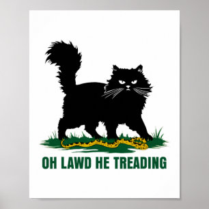 Zwarte kat met slang Oh Lawd Hij traint Natuur An Poster