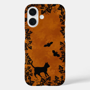 Zwarte kat met tas iPhone 16 hoesje