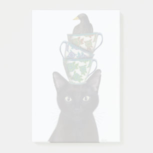 Zwarte Kat met Teacups en Blackbird Post-it® Notes