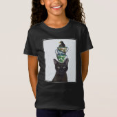 Zwarte Kat met Teacups en Blackbird T-shirt (Voorkant)