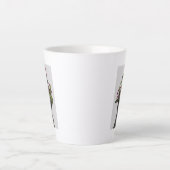 Zwarte kat met theepot en kippen latte mok (Voorkant)