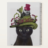 Zwarte kat met theepot en kippen planner (Achterkant)
