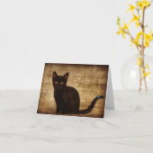 Zwarte Kat met Vlinder Notecard Kaart (Gele Bloem)