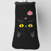 Zwarte kat met witte merken golfheadcover (Draai 90)