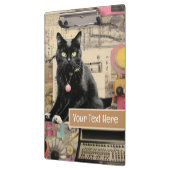 Zwarte kat met witte poten collage klembord (Links)